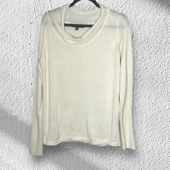 Title Nine Merino Wool Mock Neck Sweater Ivory Size Large‎ Neutral Minimalist - Picture 1 of 9